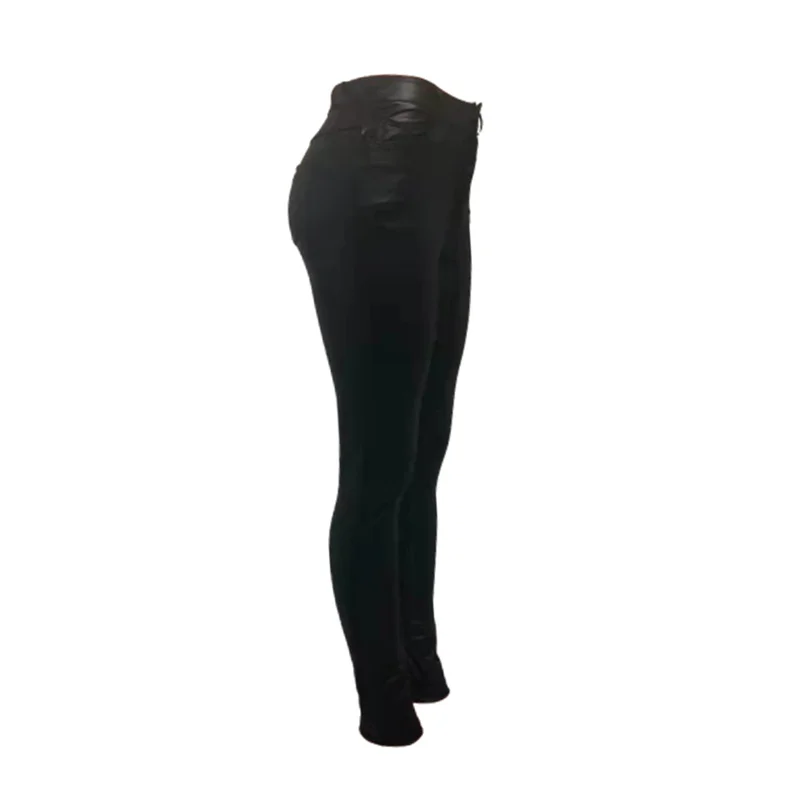 Fashion Solid Color PU Leather Pants Women Slim Fit Pencil Trousers Female Casual Commuter High Waist Button Splicing Trous 2024