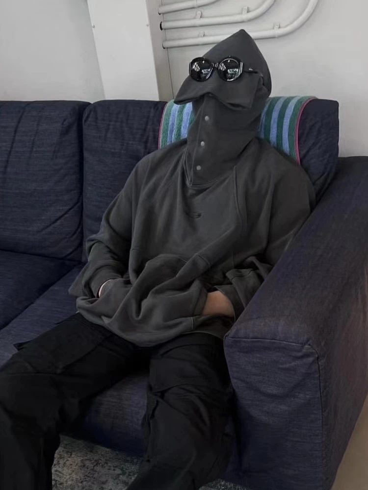 

AILZ TALK Vintage Waed Embroidered Hoodie Men's Loose Fit Casual Sle Autumn Faion Youthful Trend Regular Sve Length