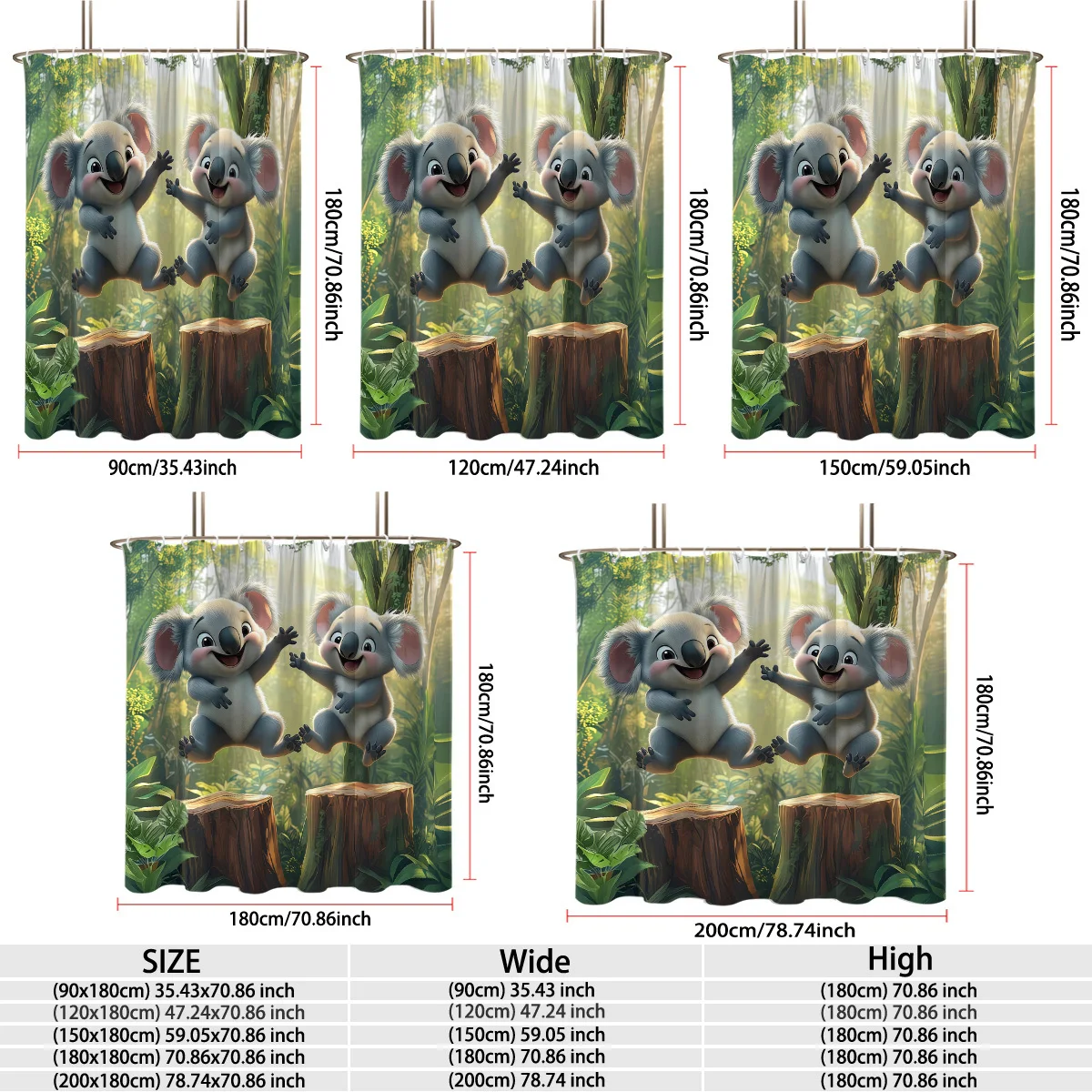 Sweet Smiling Cartoon Koala Pair Playing On Tree Stumps In Sunlit Tropical Green Forest Flannel Cozy Soft Warm 