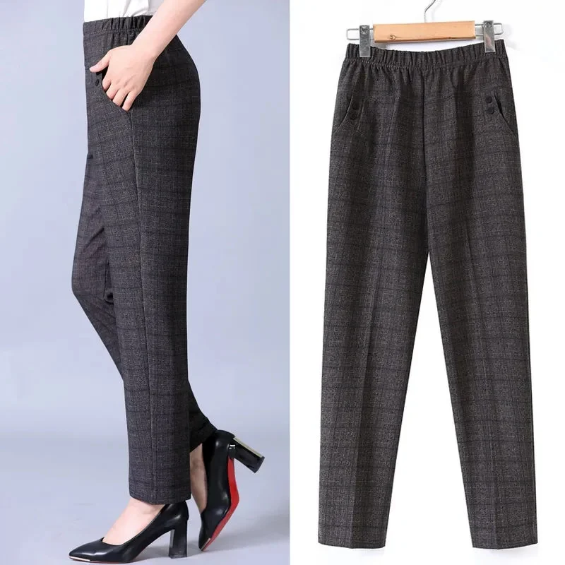 

6XL 7XL 8XL Mother's Pants New Looes Middle-aged Women's Trousers Winter Add Velvet Warm Grandmother Pants Spring Autumn Pants