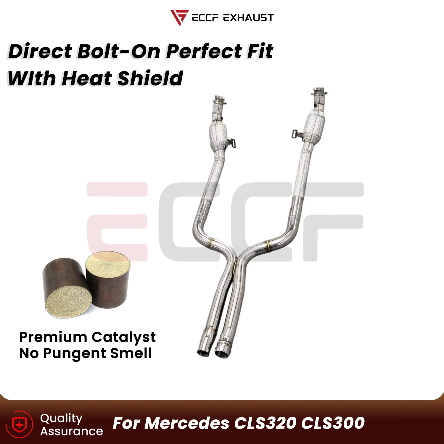 

ECCF Sporty Downpipe with Heat Insulation For Mercedes CLS320 CLS300 Aggressive Sound Plug and Play Upgrade Performance
