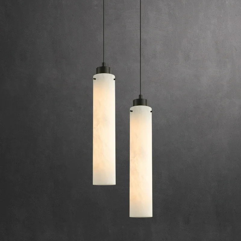 Cylindrical Natural Marble Alabaster Chandelier Bedroom Dining Room Staircase Corridor Pendant Lamp Indoor Room Decor Fixture