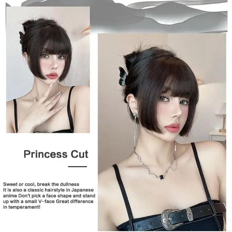 Women Black Bangs Toppers for Girl Daily Wear Toupee Wigs Hair Extensions Toupee for Covering White Loss Daily Wear