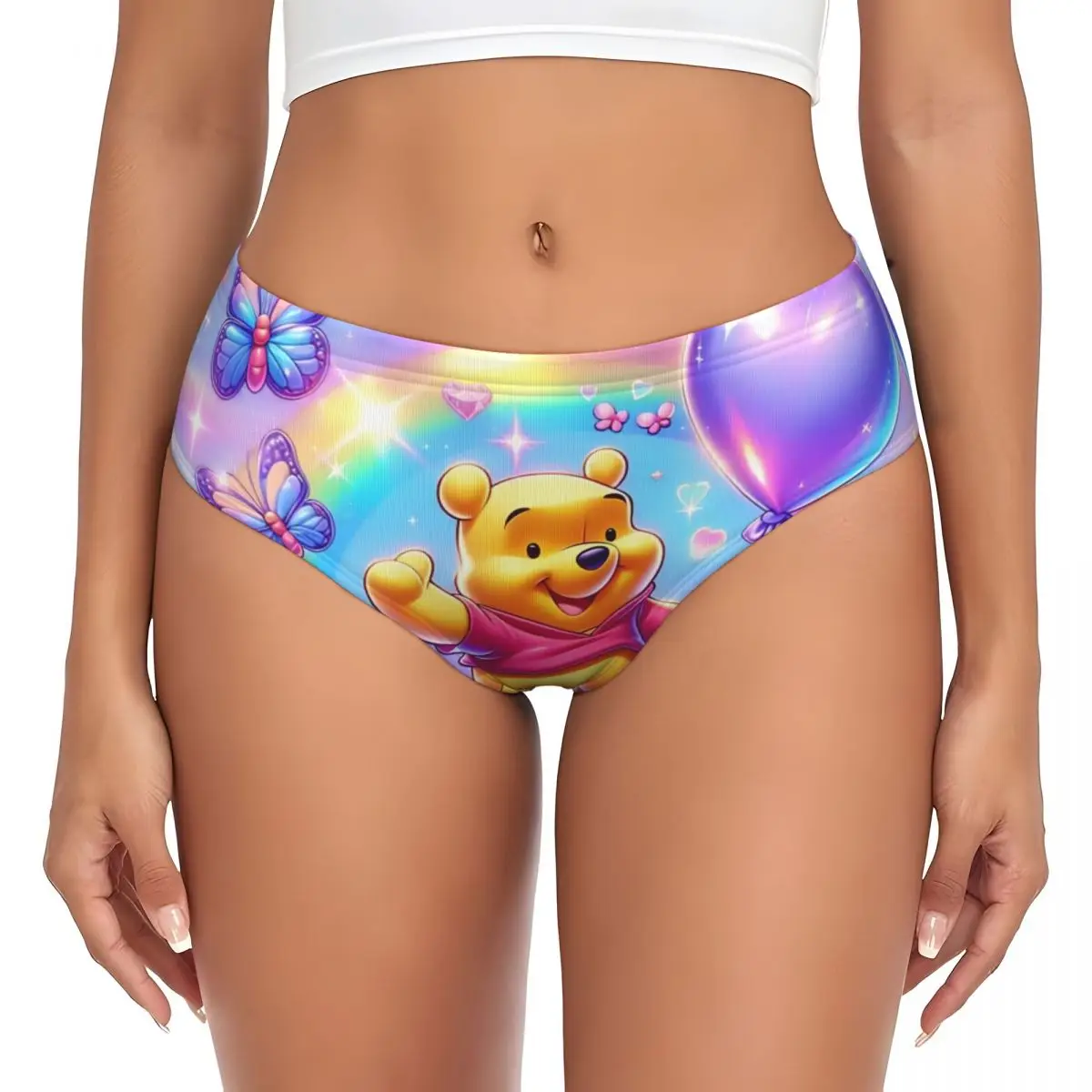 Custom Womens Winnie The Pooh Animations Cartoons Love Panties Underwear Female Breathable Hot Briefs Underpants