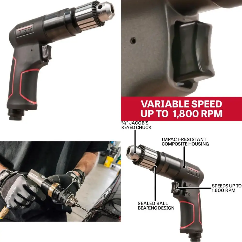 양방향 에어 드릴 3/8인치, 1800 RPM, 다용도 고성능 공압 공구