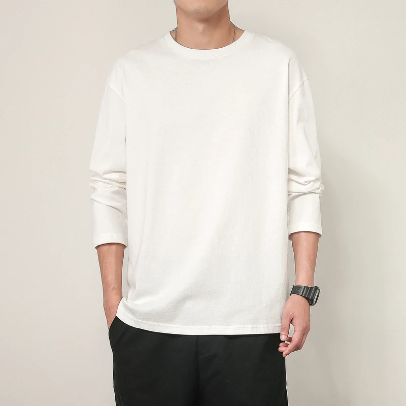 Men Basic Long Sleeve T Shirts.100% Cotton Soft,Regular Fit Tops Tees