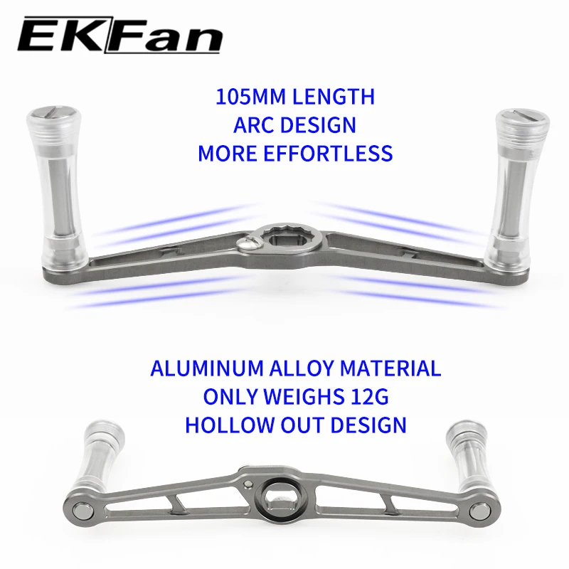 EKFan 105mm Baitcasting Angelrollengriff für A/S/D 7*4/8*5 Loch Aluminiumlegierung BC Rollengriff mit Acrylknopf DIY Zubehör – Detail 6