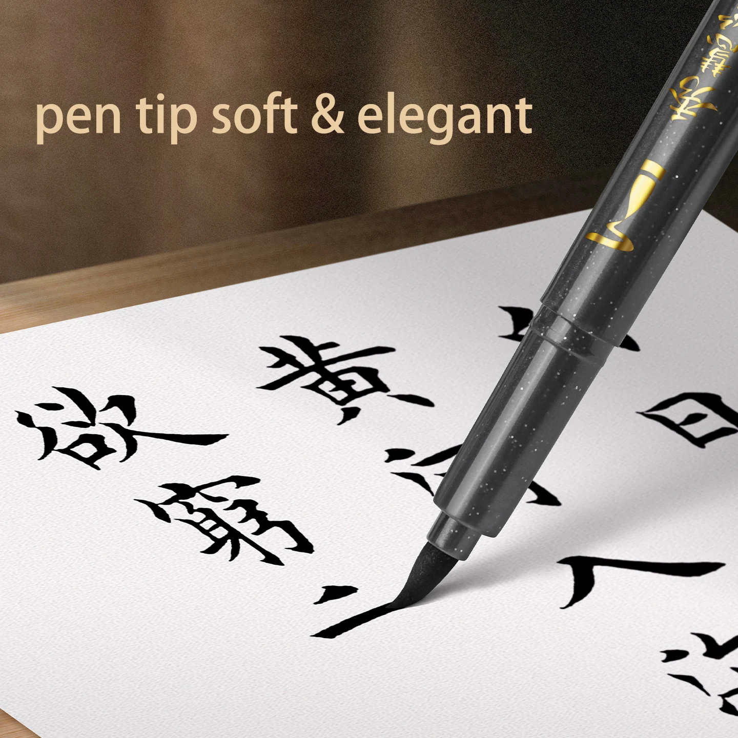 BAOKE 4-Size Calligraphy Pen Set for Writing, Drawing & Hand Lettering, Black Ink Brush Markers for Art, Calligraphy, Sketching