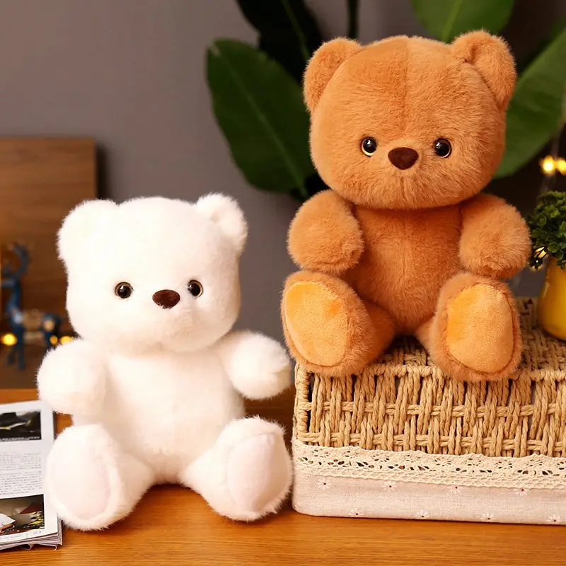 

23cm Fluffy Bear Plush Toys White/Brown Simulation Bear Dolls Soft Stuffed Cartoon Animals Valentine Day Girlfriend Gift