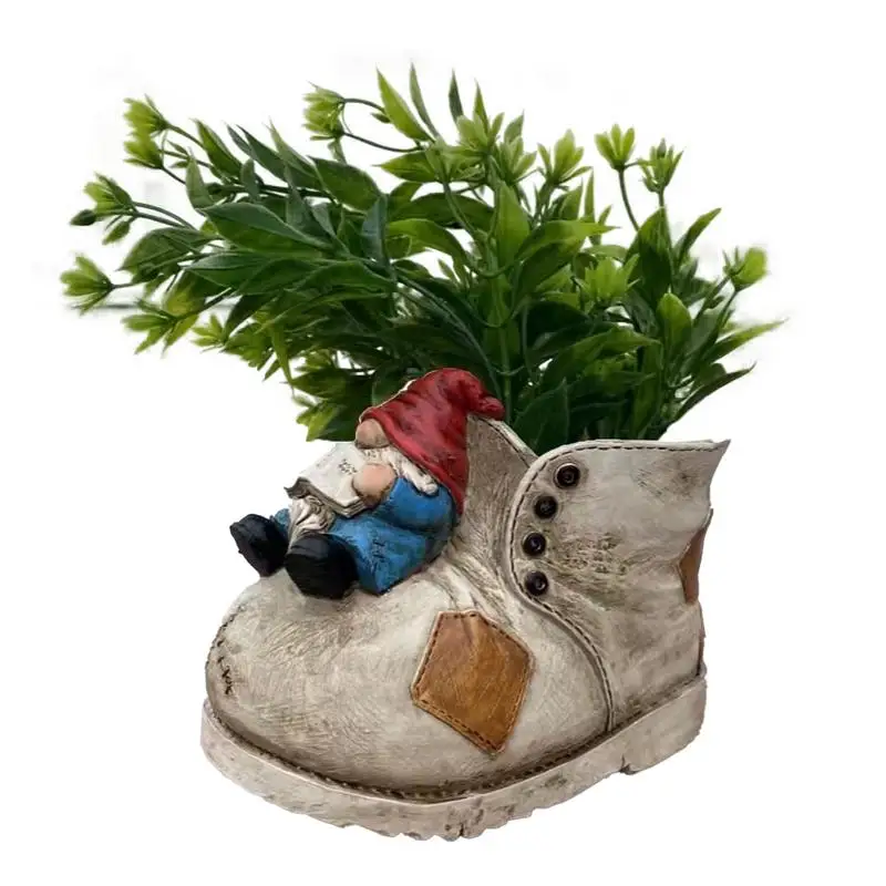 Plant Pot Cowboy Boot Cowboy Flower Succulents Plant Pot Resin Gnomes Garden Decor Vintage Boots Planting Container With