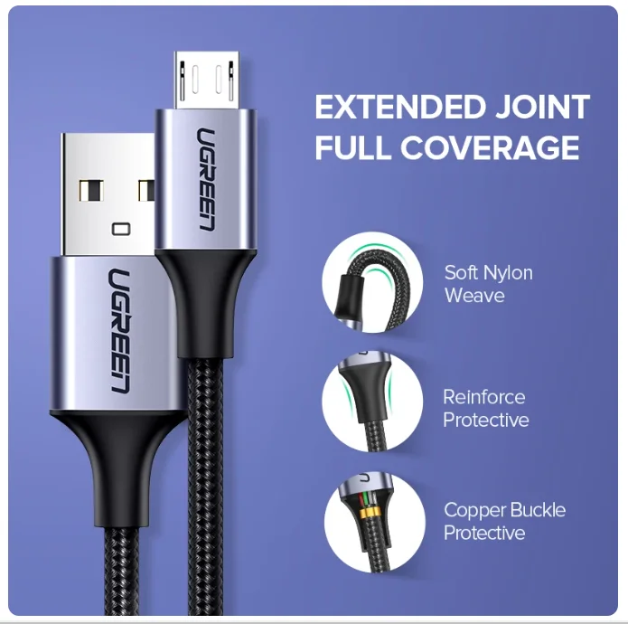 UgreenマイクロUSB充電ケーブル、Samsung Galaxy S7 S6急速充電対応、タブレット用USB充電コード