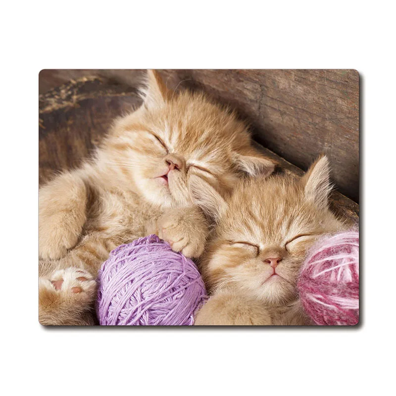 Cozy Sleepyhead Baby Cat Printed Positive Energy Kitten Anti-slip Rubber Pad Office Cup Coaster Party Favor Gifts 220x180x3mm