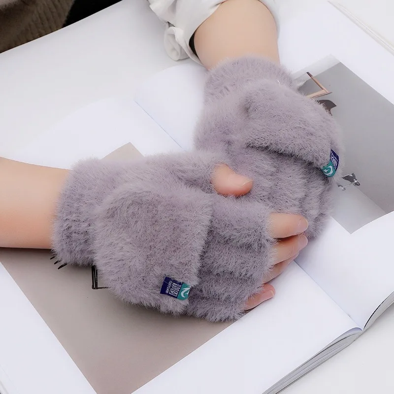 Guantes de felpa que te mantienen el calor en invierno, suaves y cálidos con guantes de dedos gruesos, modernos y versátiles