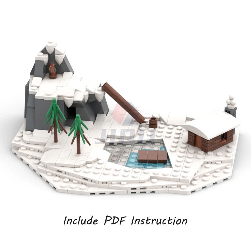 

Winter Mountain Landscape Model Building Blocks City Street Snow House Scene Construction MOC Bricks DIY Kid Toy Christmas Gifts