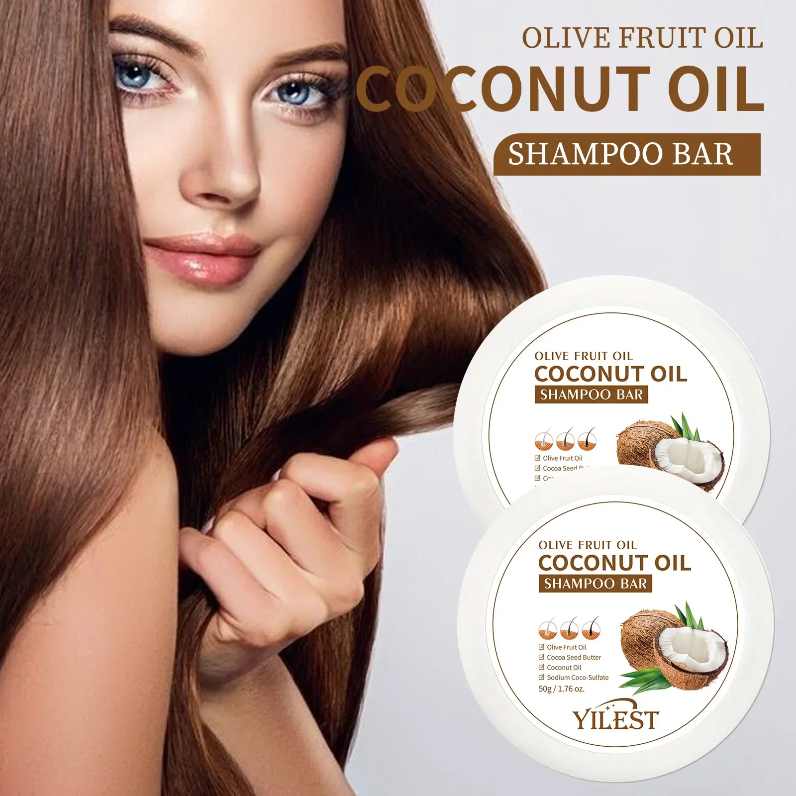 

All-in-One Natural Hair Care Shampoo Bar - Organic Coconut Oil Formula Nourishes, Reduces Frizz & Strengthens Hair Gently.