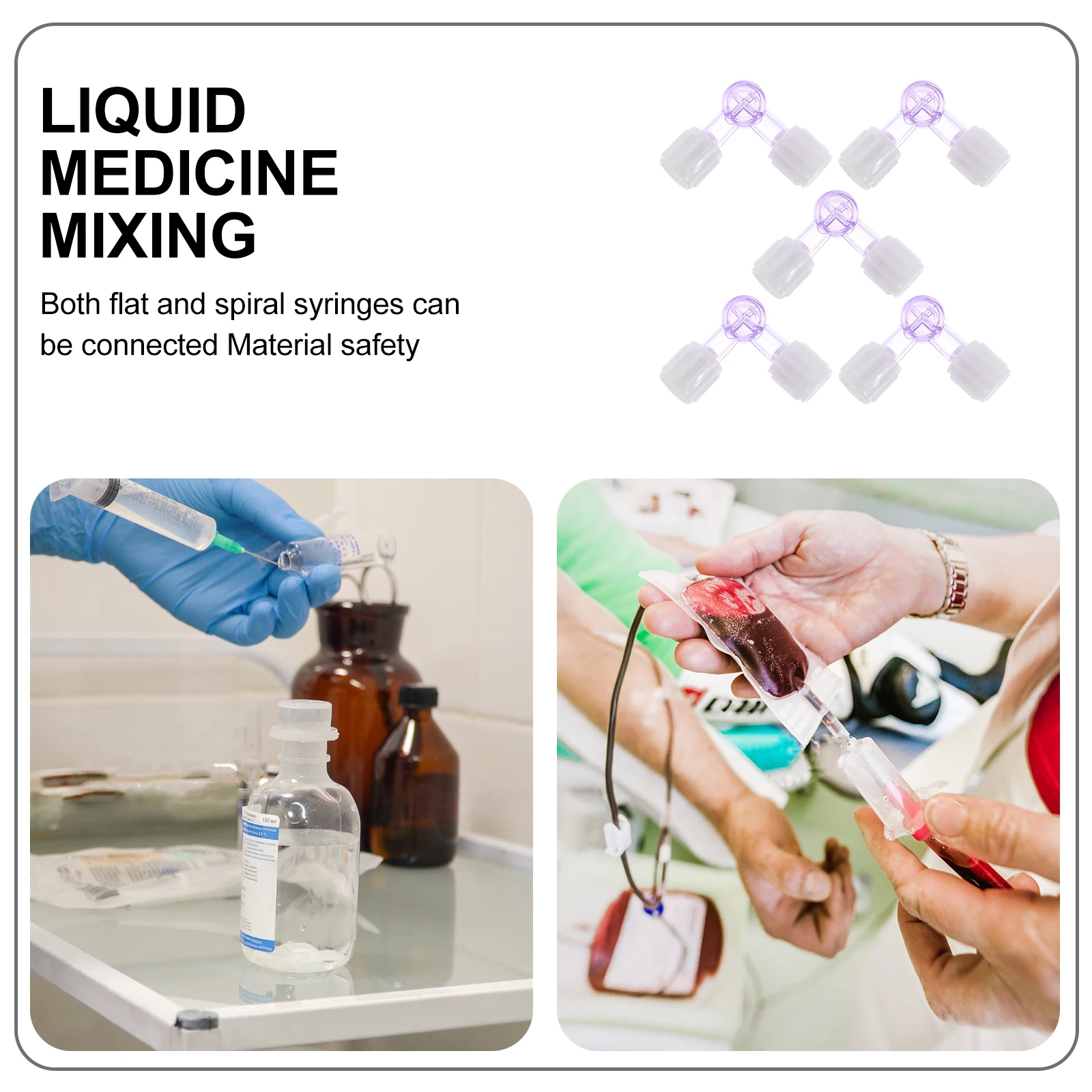 

5 Pcs Disposable Valve Plastic Medicine Liquid Mixing Tool Mixer Compressor Mixers Medical Solution Abs Travel