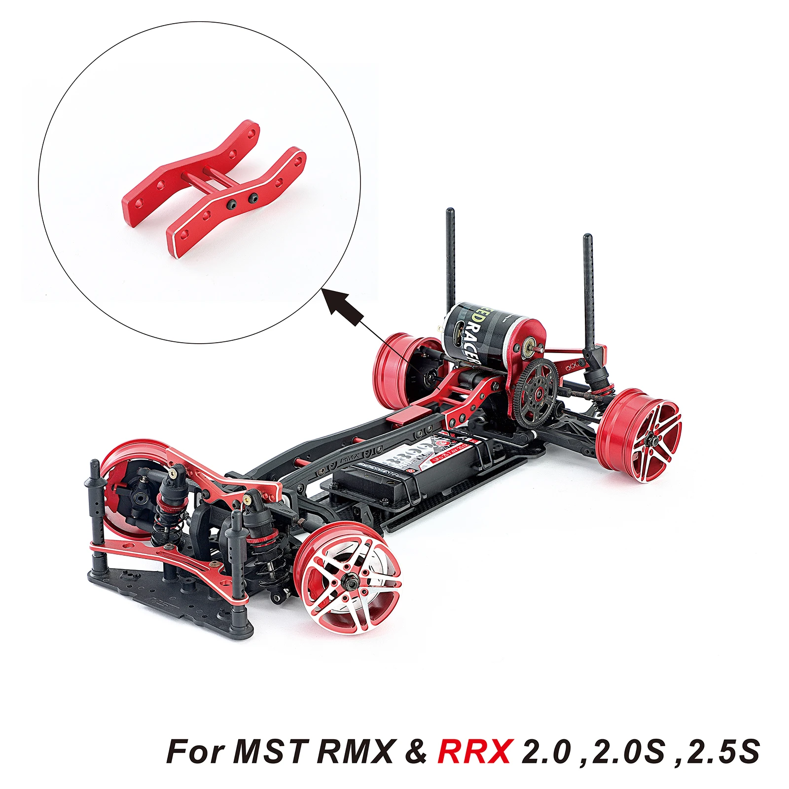 Narrow Vertical High Traction Carbon Fiber Chassis and Battery Holder for MST RMX & RRX 2.0S/2.5S 1:10 Drift Car Black or Silver