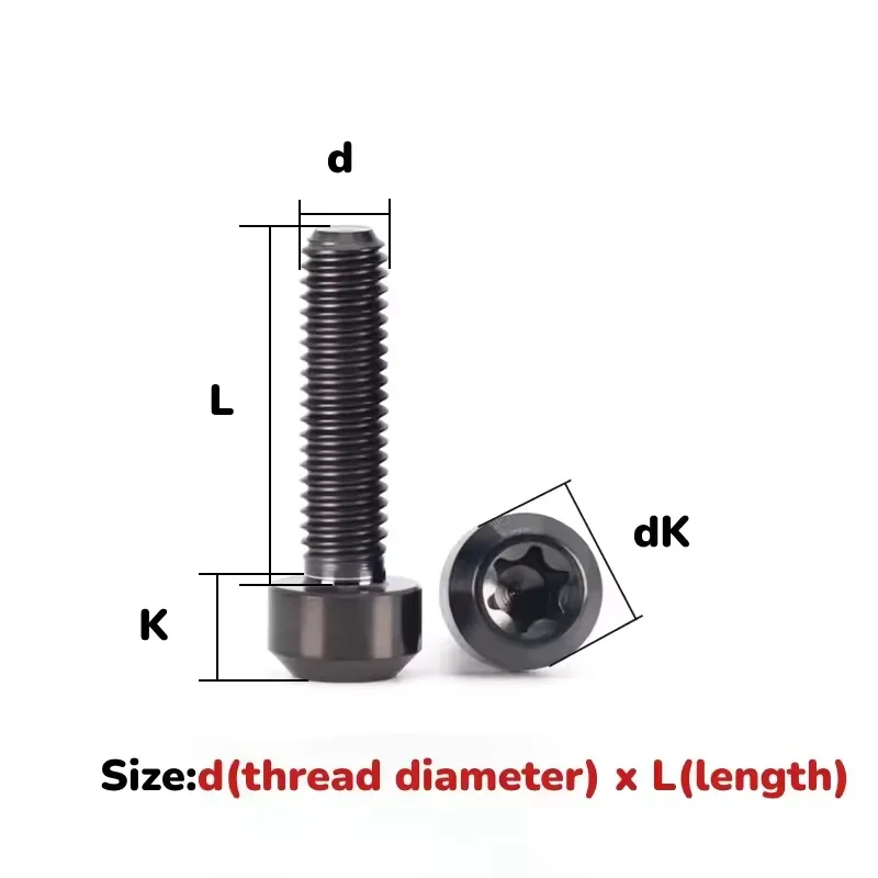 Farbige TC4 Titan-Kegelkopfschrauben mit Innensechskant Torx M4 M5 M6 M8 M10 für Motorrad-Tuning – Detail 1