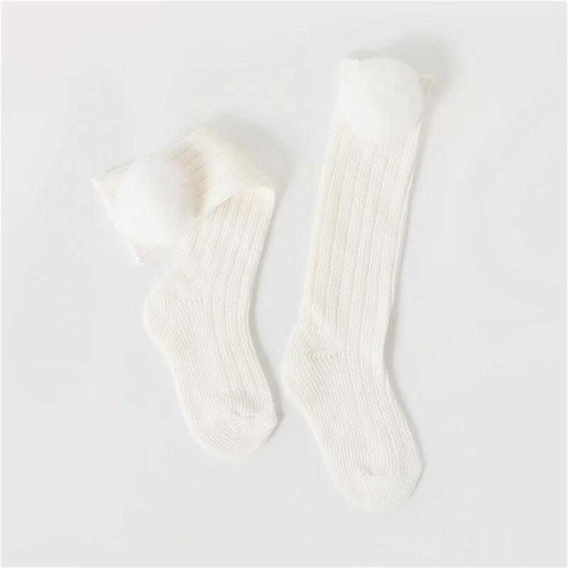 Kids Girl’s Knee-high Socks, Furry Ball Elastic Knit Socks Lightweight Socks for Daily Party