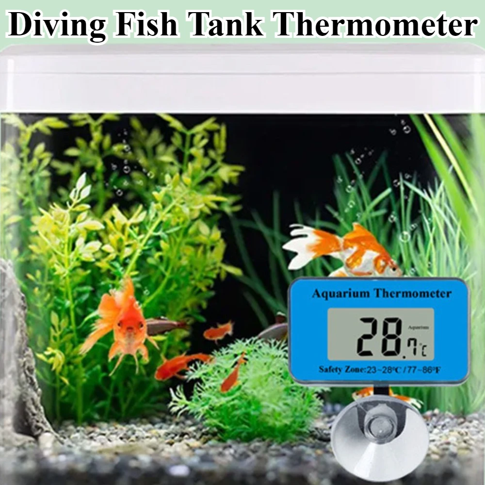 

LCD Digital Aquarium Thermometer Diving Fish Tank Thermometer with Suction Cup Waterproof Electronic Water Temperature Tester