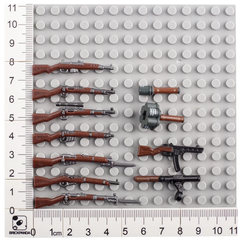 MOC WW2 Militär Soldaten Waffen Bausteine Deutsche Holzmaserung Pistole Arme 98K PPSH Sowjetische Armee Figuren Zubehör Ziegel Spielzeug