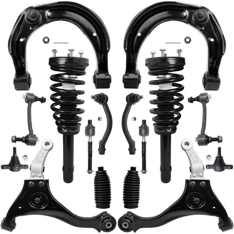 16pc Front End Suspension Kit for 06-10 Hyundai Sonata, Control Arms Tie Rods Boots Sway Bars Struts & Coil Spring Lower Ball