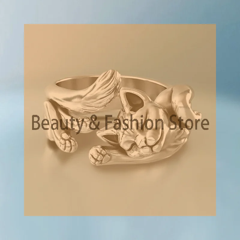 

Vintage Cute Cat Rings Women Jewelry Trendy Adjustable Ring Gift Party Accessories