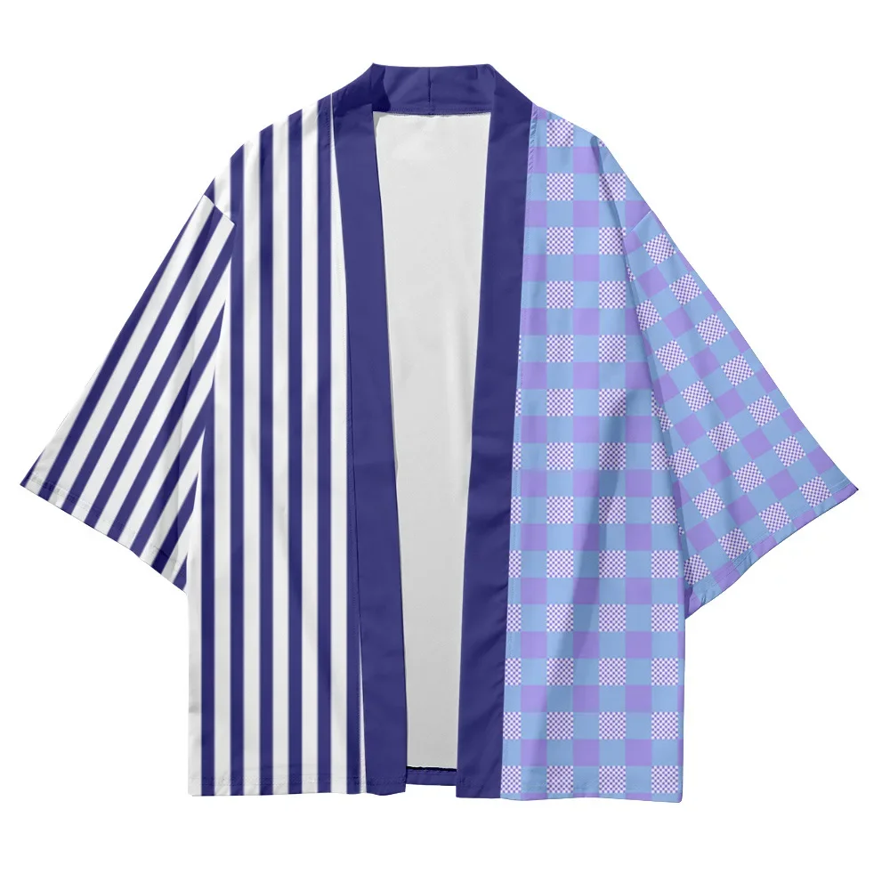 

Men's Japanese Kimono Women Traditional Chessboard Casual Jacket Fashion Loose Kimono Cardigan Beach Shirt Elegant Bathrobes