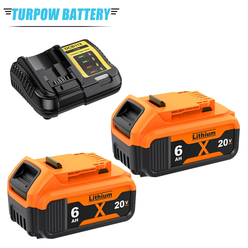Batería de repuesto de litio DCB200 20V 6000mAh, cargador para batería Dewalt 18V DCB184 DCB200 DCB182 DCB180 DCB181 DCB182 DCB201