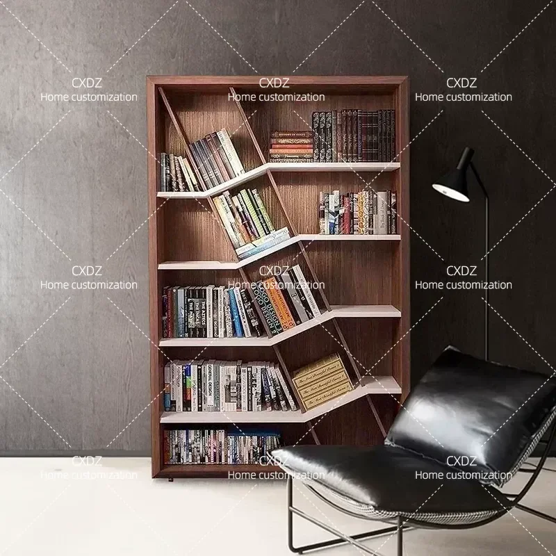 Italian Light Luxury Solid Wood Bookcase Combination Simple Study Style Multi Layer Bookshelf Storage Cabinet