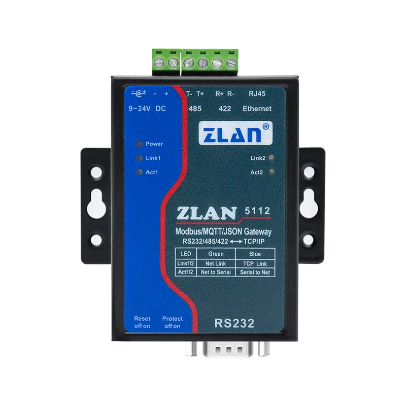 High Performance MQTT Single Serial Server/RS232/485/422 to Ethernet TCP Port Modbus Gateway JSON Transmission Supports MQTT
