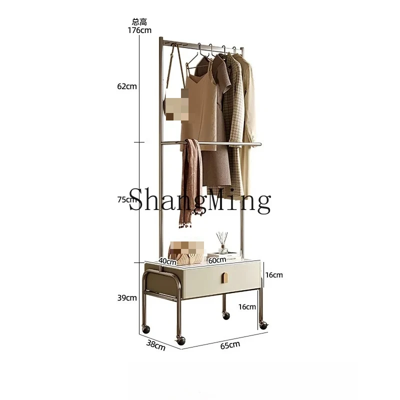 

FG Clothes Rack for Bedroom Home Use Double Rod with Cabinet Clothes Rack Storage Organizer Clothes Hanger