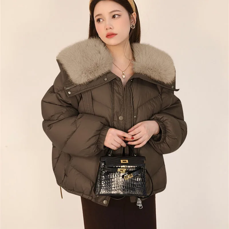 

New 2025 Winter Jacket Women's Cotton Coat Fashion Fur Collar Down Cotton Jacket Short Parka Thick Warm Casual Cotton Overcoat