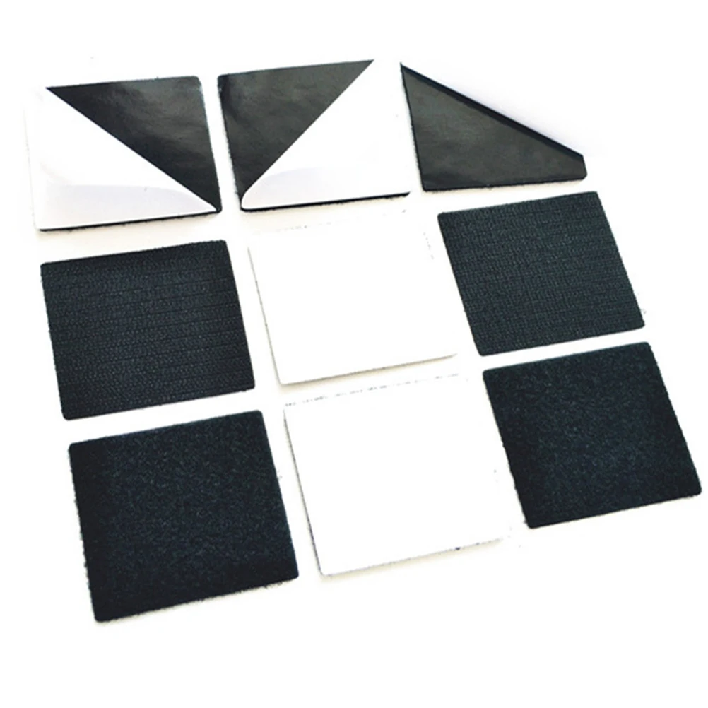 

30 Pcs/pack Square Rug Adhesive Hook and Loop Fastener Carabiner Black Tape Anchor