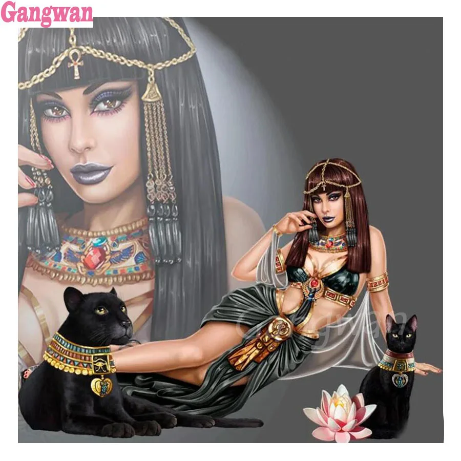 

Egypt Beauty Women 3D Diamond Embroidery Portrait Cross Stitch Full Square Drill Diy Diamond Painting Black panther Needlework