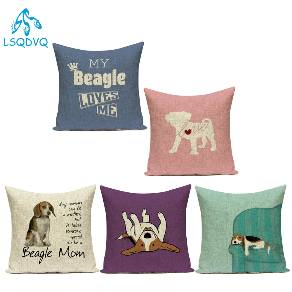 Polyester Animals Dog Lovely Beagle Decorative Pillows Sofa Home Cushion Cover For Sofa Home Pillow Cover Case Funda Cojines
