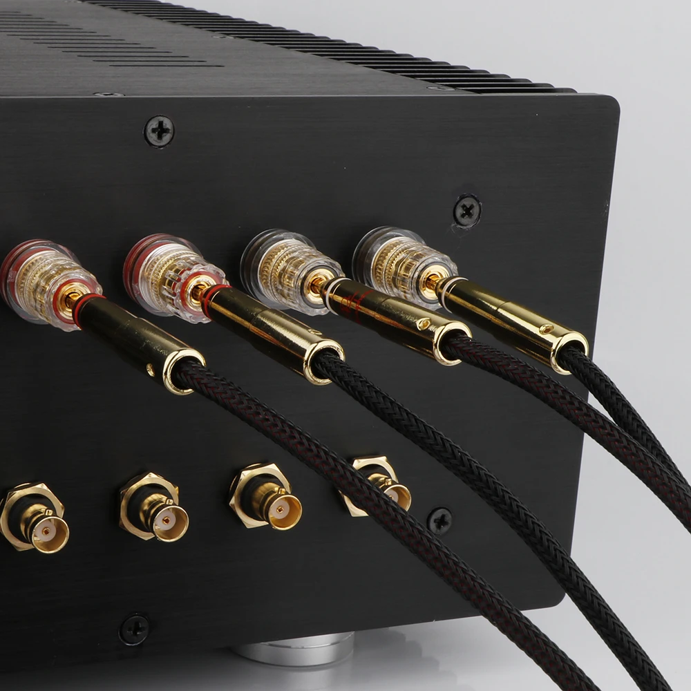 Accuphase 40th 12AWG OCC Speaker Cable 2 in 2 out Banana Plug High Purity 99.9998% Copper Fever Audio Connecting Cable