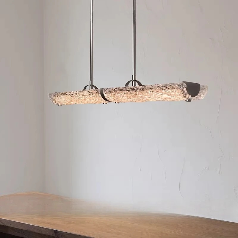 Light luxury restaurant glass chandelier Italian full spectrum modern high-end minimalist island villa one-word strip light