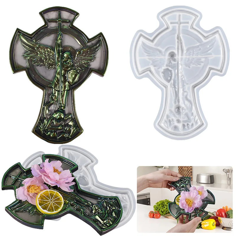 

Cross Silicone Resin Tray Mold Storage Tray Epoxy Resin Casting Molds Silicone Mould Fruit Plate Jewelry Dish Home Decoration