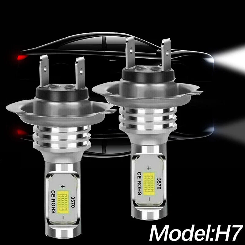 2Pcs H7 LED Headlight Replace Xenon Hi/Low Beam Kit Bulbs Highlight Driving Light Bulb 6000K-6500K