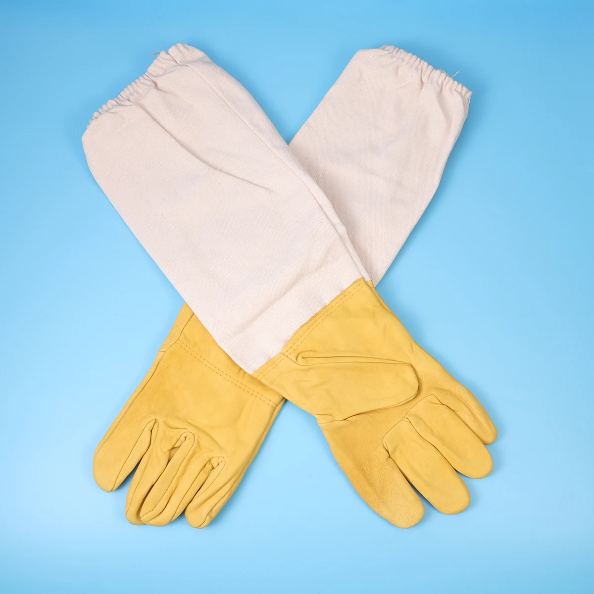 

Beekeeping Protective Gloves Lightweight Breathable Mesh Anti Bee Gloves for Beekeeper Hands Long Cuff Elastic Band Stichfest