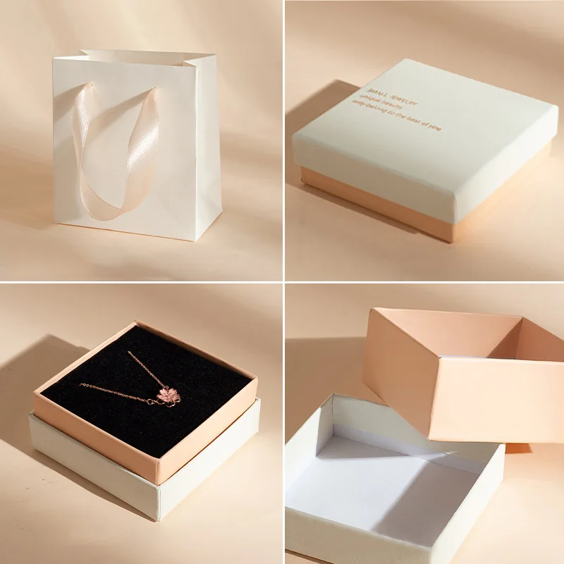 1PC Square Jewelry Organizer Box White Color Kraft Paper Display Gift Boxes Ring Earring Necklace Bracelet Exquisite Gift Box