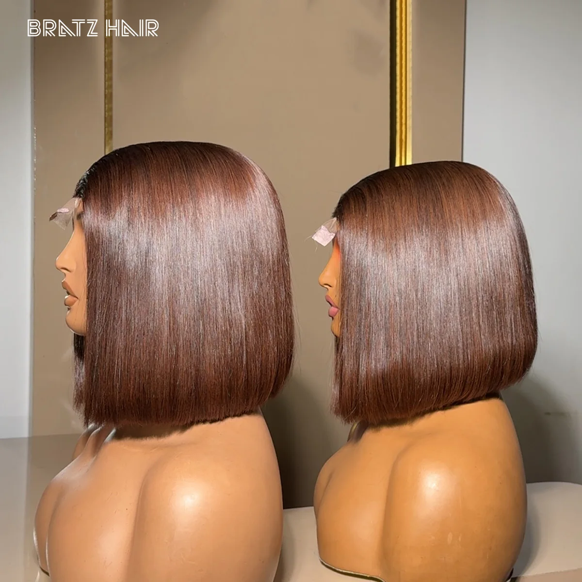 4by4 إغلاق أومبير اللون البني بوب شعر مستعار الشعر البشري 13x4 HD الدانتيل أمامي بوب شعر مستعار قبل قطعها 2x6 5x5 الدانتيل إغلاق بوب للمرأة