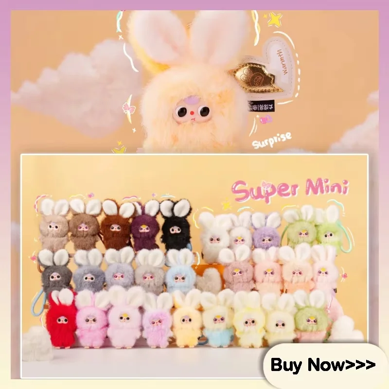 

Baby Three Super Mini Bunny Vinyl Plush Keychain Cute Blind Box Bag Pendant Decorative Doll Accessory Mystery Gift for Girls