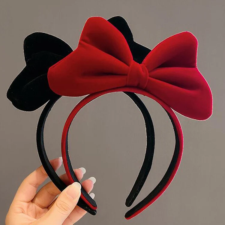 Women Large Bowknot Headband Elegant Velvet Bow Hair Band Girls Hairband Party Cute Hair Hoop Headwear Hair Accessories