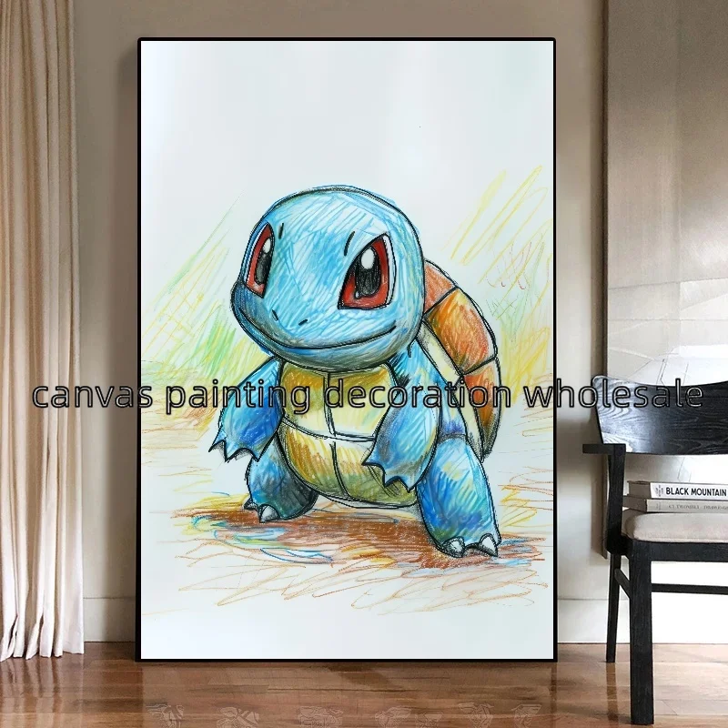 Wall Art High Quality Home Decor Anime Pokemon Poster Sketch Style Watercolor Print Canvas Painting Pikachu Bulbasaur Charmander