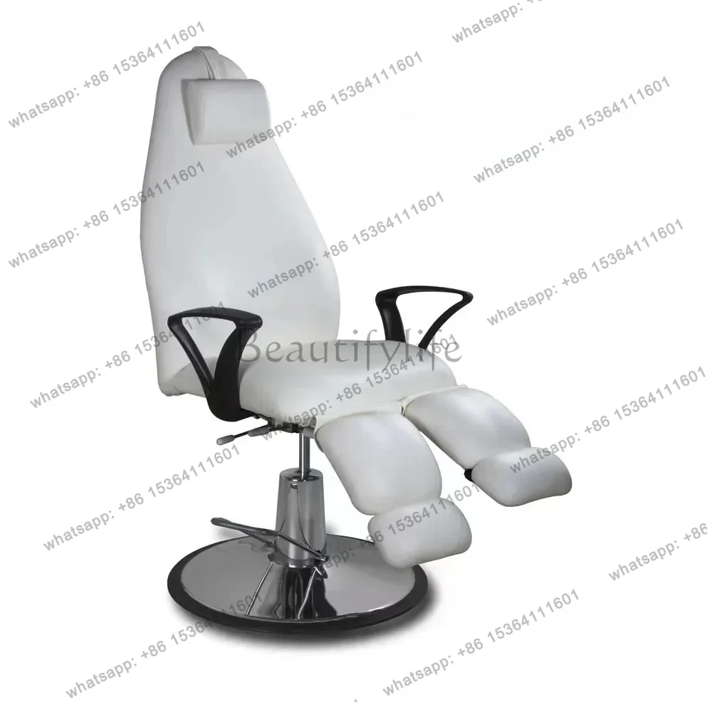 

Ljy White Pedicure Hydraulic Foot Bath Chair Lifting Rotary Adjustment Barber Chair Nail Art Sofa