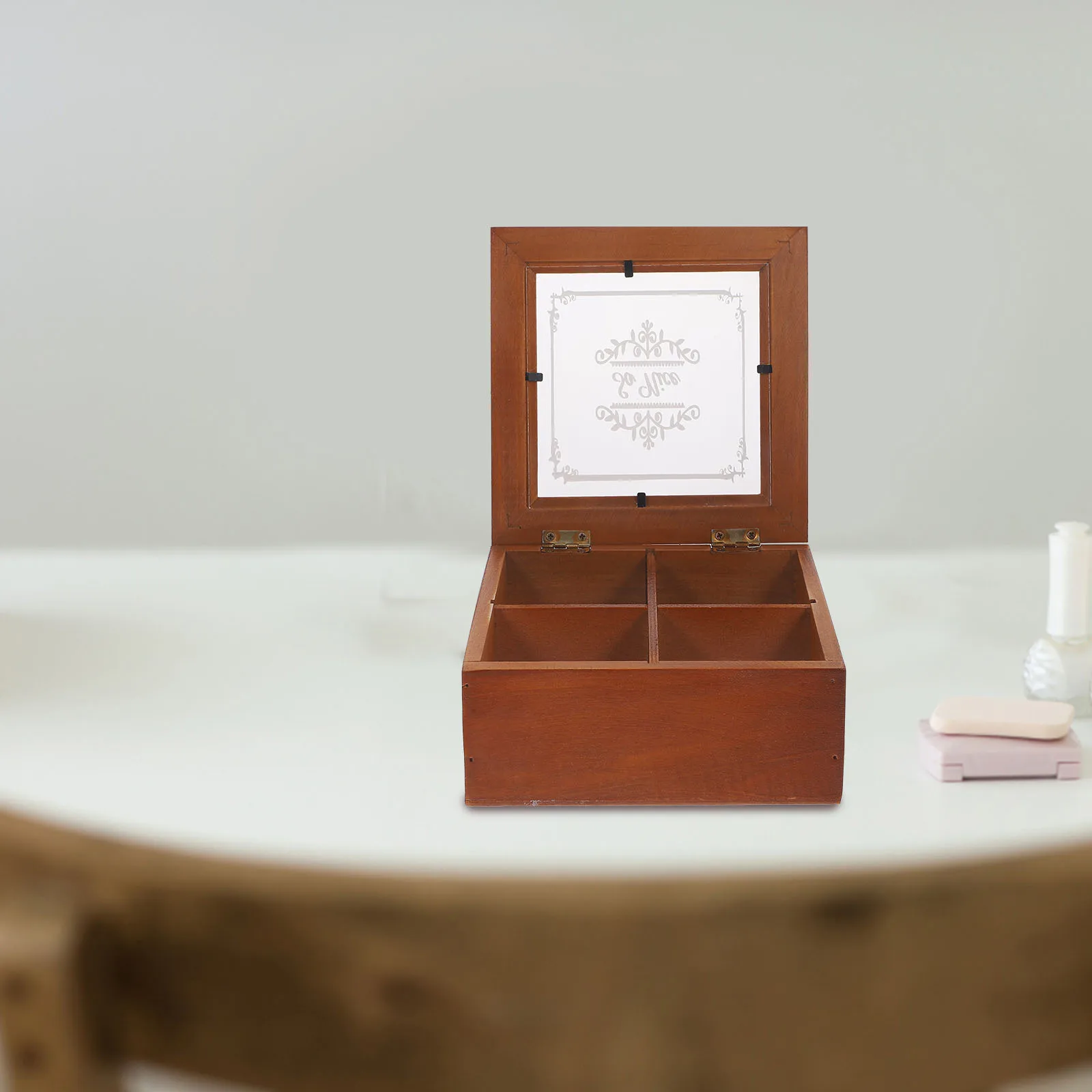 Wooden Jewelry Box With Compartments Vintage Storage Case For Earrings Rings Pendants Trinkets Desktop Organizer Holder