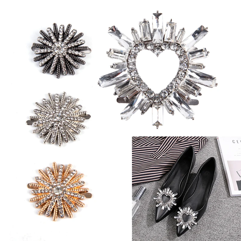 1PCS Women Shoes Clips DIY Shoe Charms Jewelry Bowknot Shoes Decorative Accessories Rhinestones Crystal Decorations