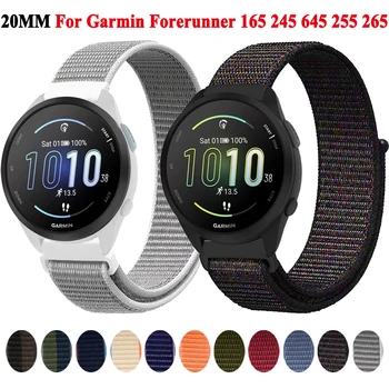 22mm 20mm Horlogeband Voor Garmin Forerunner 165 645 245 Band Nylon Loop Armband Voor Garmin Forerunner 265 255 Polsband